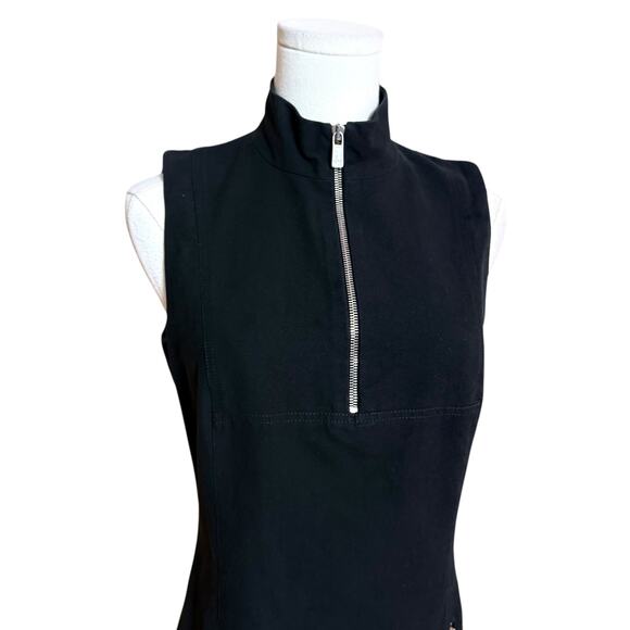 Michael Kors Collection Made in Italy Black Cotton Zip Front Sheath Dress Size 6 - Picture 5 of 9
